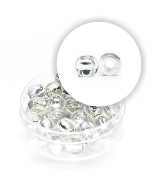 Plastic beads with silver core (about 8,5 g) 8 mm ø - Silver